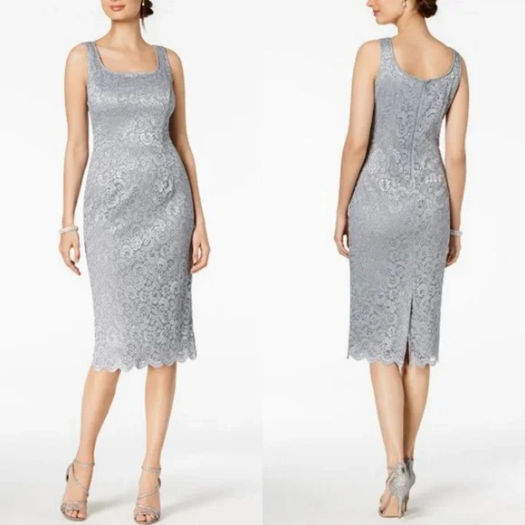 sachin and babi light blue dress Alex Evenings Women's Sz 12 Gown Blue/Gray w Sliver